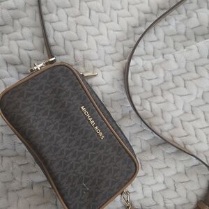 Michael Kors Brown Logo Crossbody Phone Bag